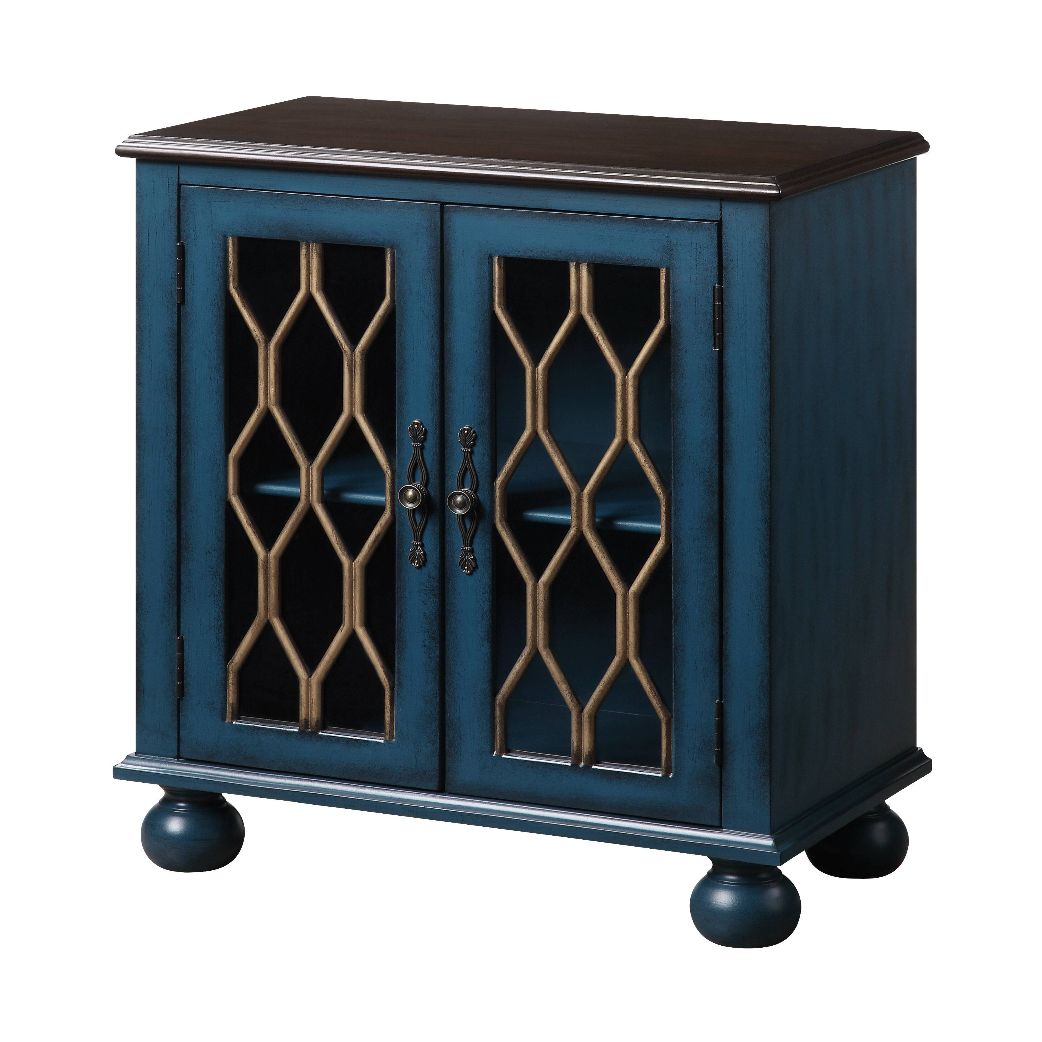 Alcott Hill Lowellville Door Accent Cabinet In Blue And Brown